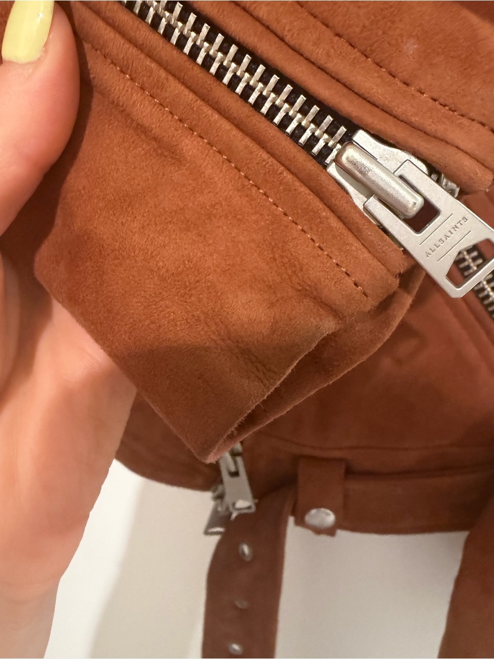 All Saint Suede Leather Jacket in Rich Rust - Picture 10 of 10
